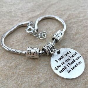 ❤️ Silver  Charm I Will Hold you In My Heart Beads 7"-9” Bracelet